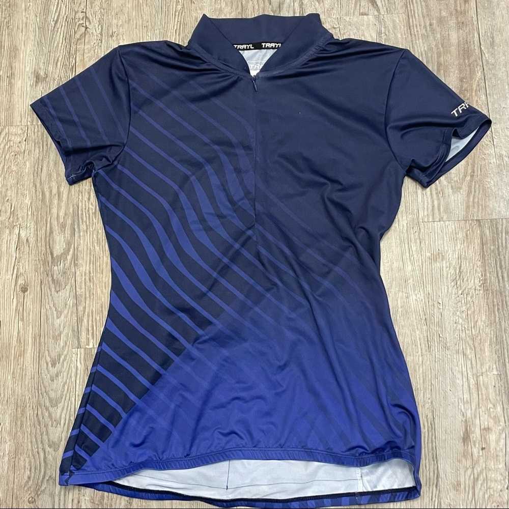 Trayl Cycling Bike 1/4 Zip Performance Shirt Purple Blue - Size Small